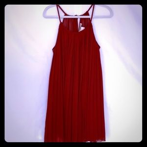 Burgundy pleated dress